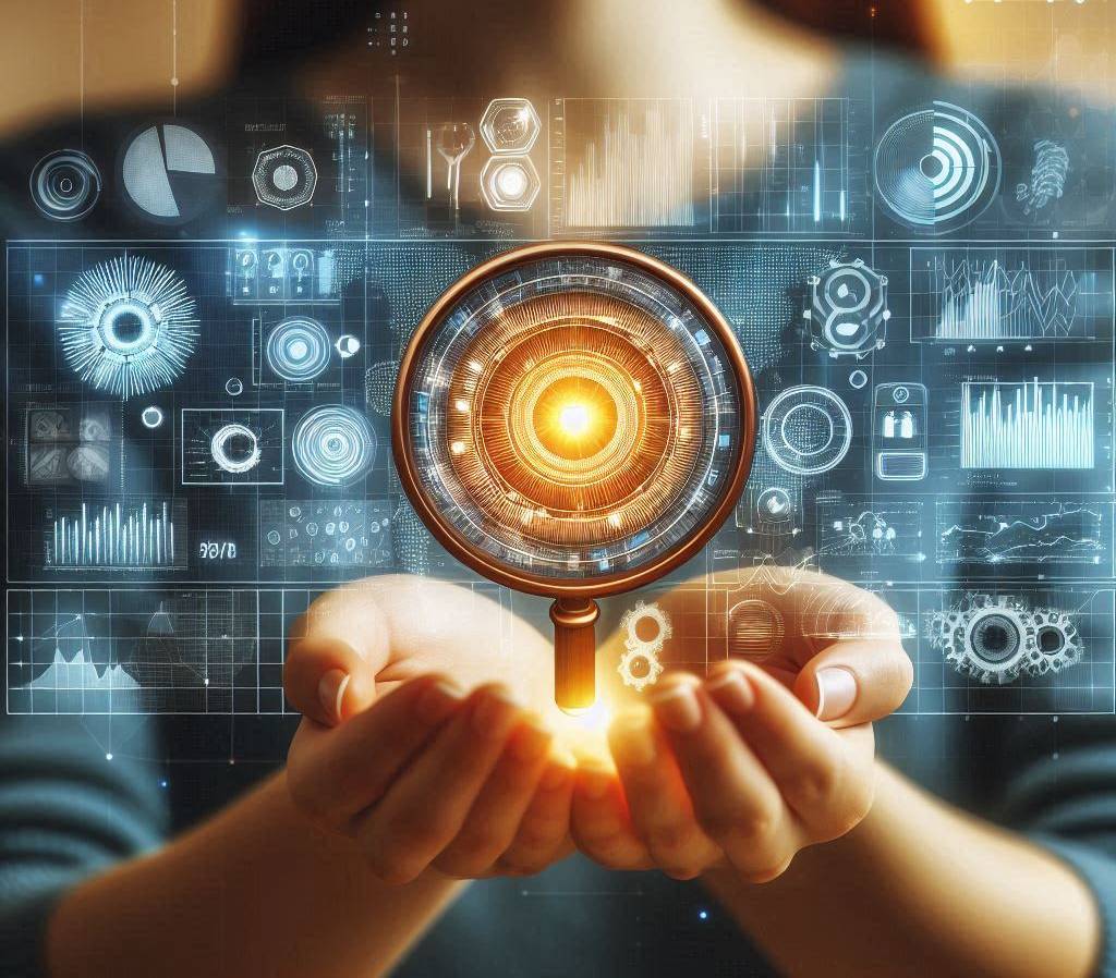 Hands with data graphics