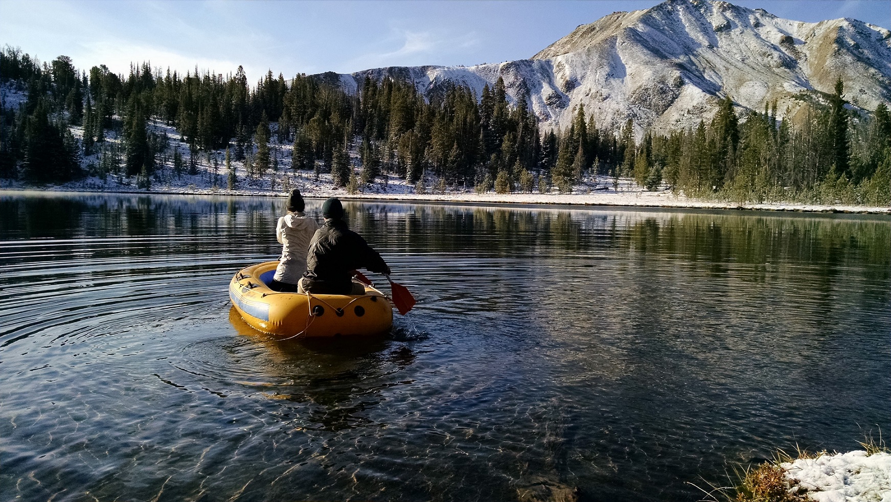 Two people kayaking on Phyllis Lake